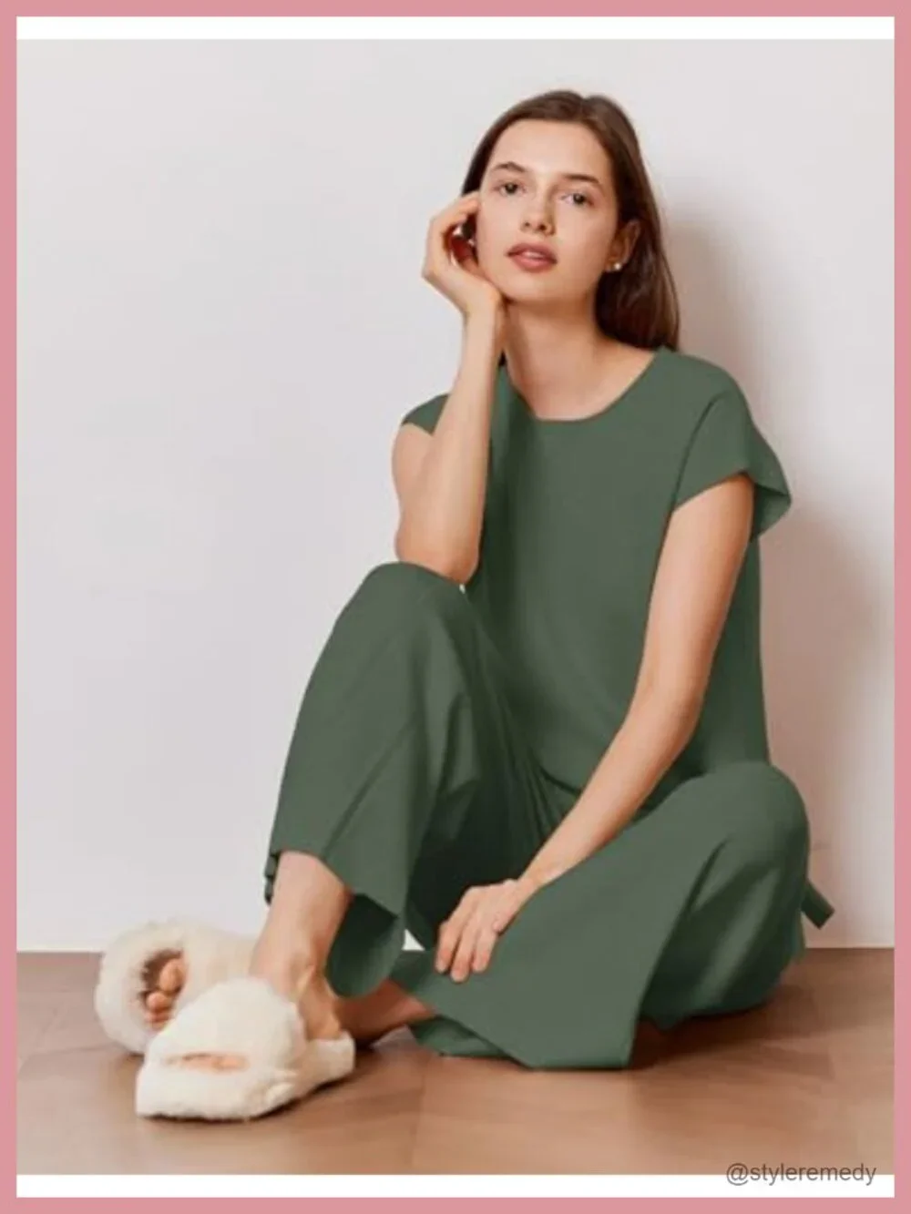 Women's Lounge Sets Two Piece Knit Wide Leg Pleated Pants Sweater Set
